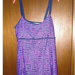 Mazu Swim 24W Navy Moxie Snakeskin Animal Print Snake Skin Suit Dress Purple Blk